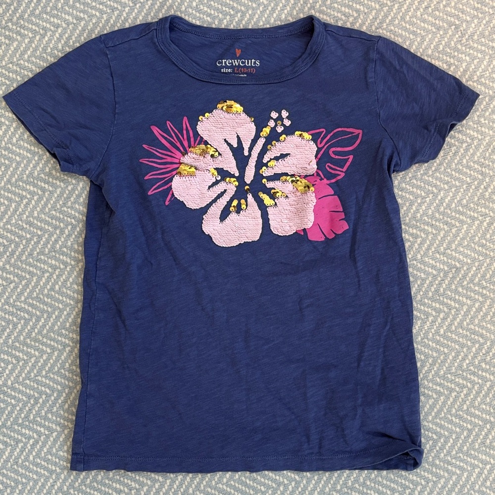 Crewcuts Kids Navy Tee with Flippable Sequins L